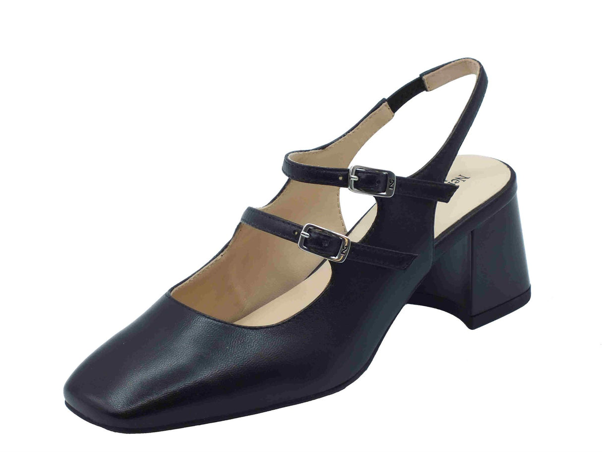 Nero Giardini NeroGiardini E512321D Nappa Pand. Nero Sandali eleganti per donna con doppio cinturino e tacco basso Nero
