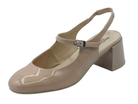 Nero Giardini NeroGiardini E512341D Vernice Cipria Sandali eleganti per donna con cinturino e tacco basso Cipria