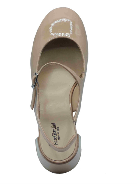 Nero Giardini NeroGiardini E512341D Vernice Cipria Sandali eleganti per donna con cinturino e tacco basso Cipria