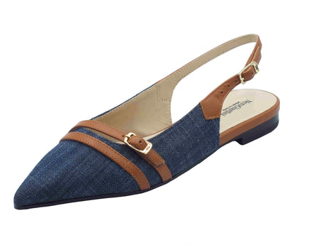 Nero Giardini NeroGiardini E512362D Jeans Cognac Sandali a punta eleganti per donna con cinturino e tacco basso Jeans Cognac