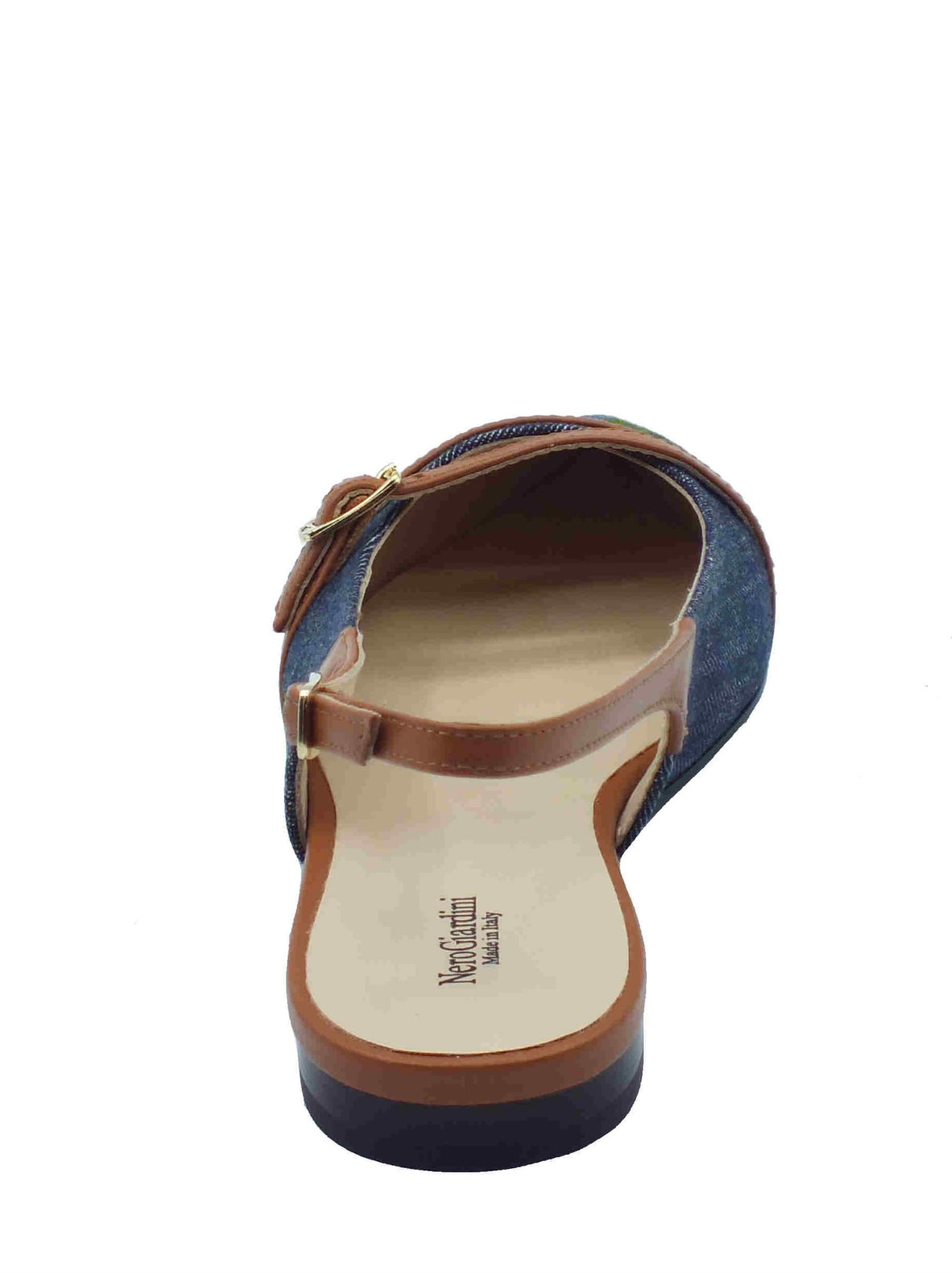 Nero Giardini NeroGiardini E512362D Jeans Cognac Sandali a punta eleganti per donna con cinturino e tacco basso Jeans Cognac