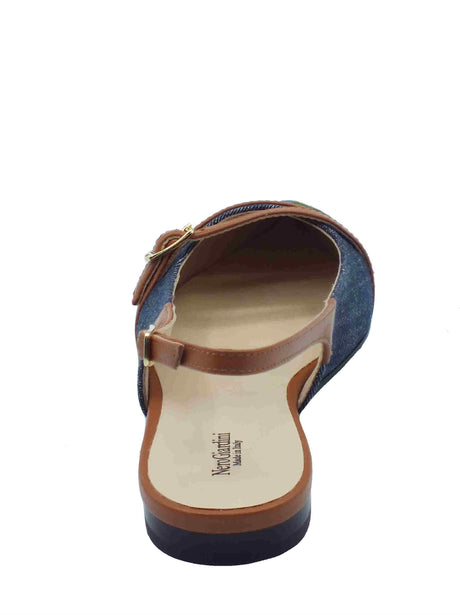 Nero Giardini NeroGiardini E512362D Jeans Cognac Sandali a punta eleganti per donna con cinturino e tacco basso Jeans Cognac