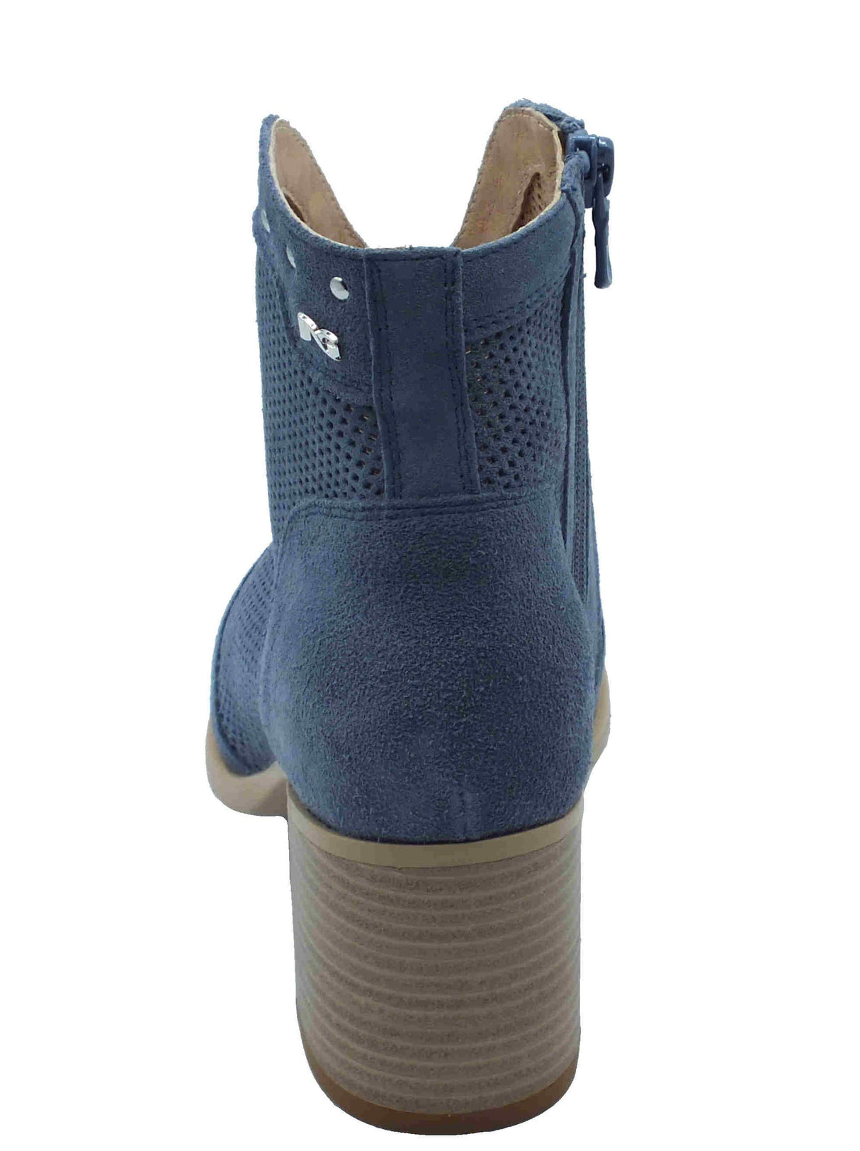 Nero Giardini NeroGiardini E512710D Velour Col. Avio Tronchetti per Donna in nabuk con tacco medio e lampo Avio