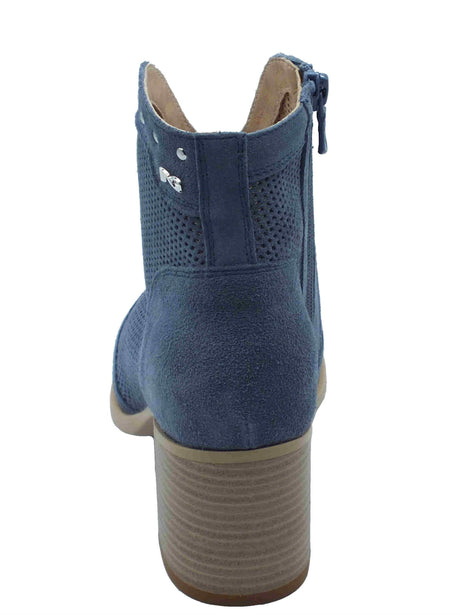 Nero Giardini NeroGiardini E512710D Velour Col. Avio Tronchetti per Donna in nabuk con tacco medio e lampo Avio