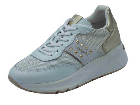 Nero Giardini NeroGiardini E512862D Skipper Rete Bianco Sneakers per Donna in nabuk e rete zeppa bassa Bianco