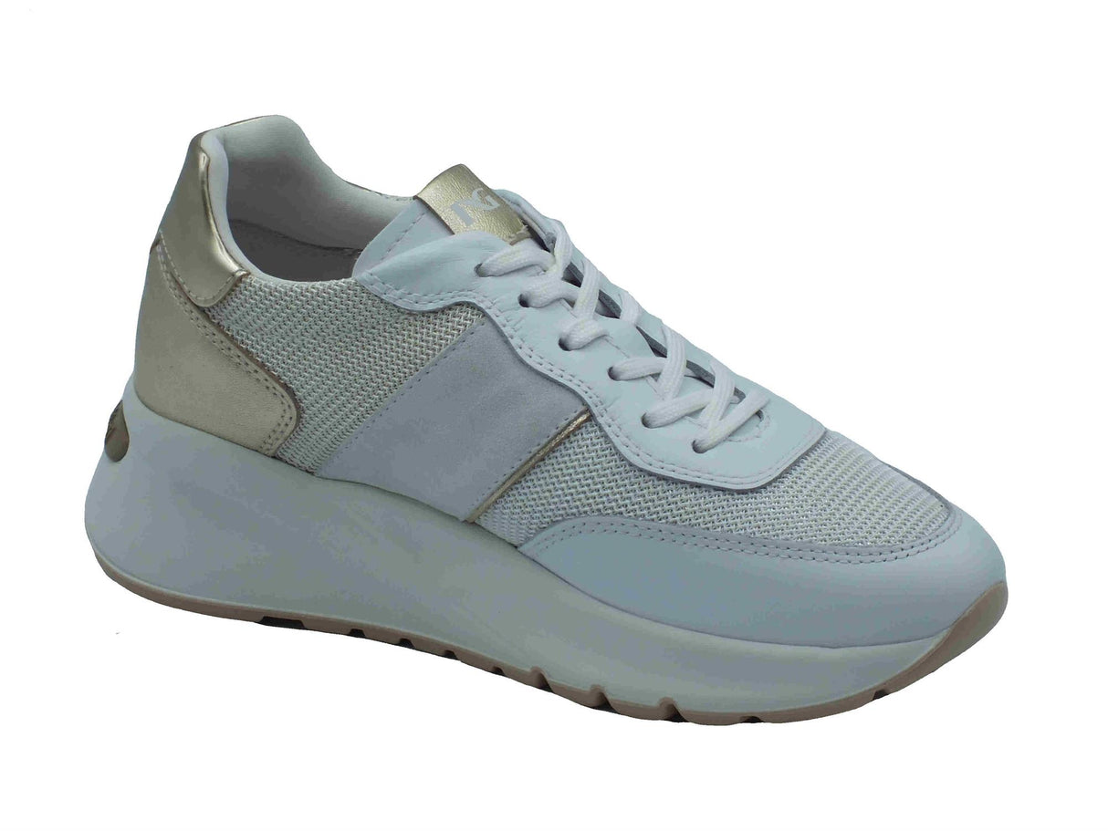 Nero Giardini NeroGiardini E512862D Skipper Rete Bianco Sneakers per Donna in nabuk e rete zeppa bassa Bianco