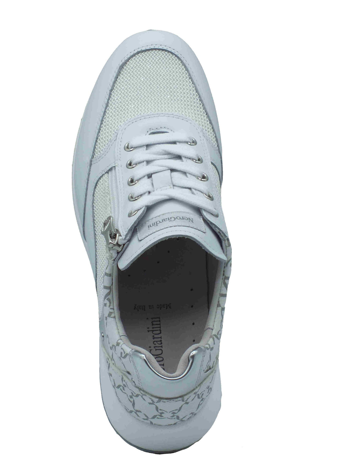 Nero Giardini NeroGiardini E512930D Skipper Rete Chic Bianco Sneakers per Donna in pelle zeppa alta Bianco