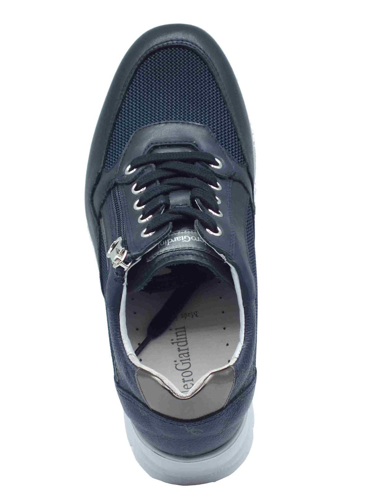 Nero Giardini NeroGiardini E512940D Premium Wave Blu Notte Sneakers per Donna in pelle e rete zeppa alta Blu Notte
