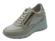 Nero Giardini NeroGiardini E512940D Skipper Rete Milk Osso Sneakers per Donna in pelle zeppa alta bianco osso