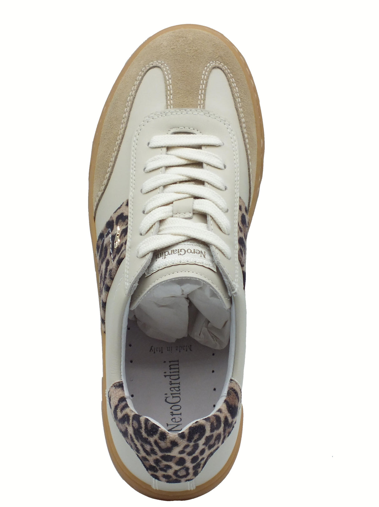 Nero Giardini NeroGiardini E513007D Velour Nudo Velvet Milk Sneakers Sportive Donna pelle nabuk zeppa bassa bianco