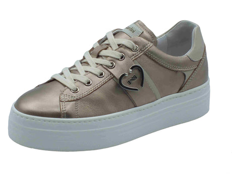 Nero Giardini NeroGiardini E513024D Etoile Saturn Sneakers Sportive per Donna in pelle champagne zeppa media Saturn