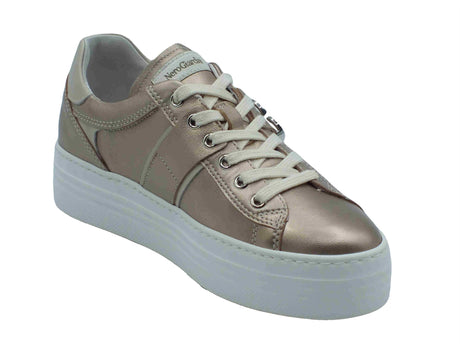 Nero Giardini NeroGiardini E513024D Etoile Saturn Sneakers Sportive per Donna in pelle champagne zeppa media Saturn