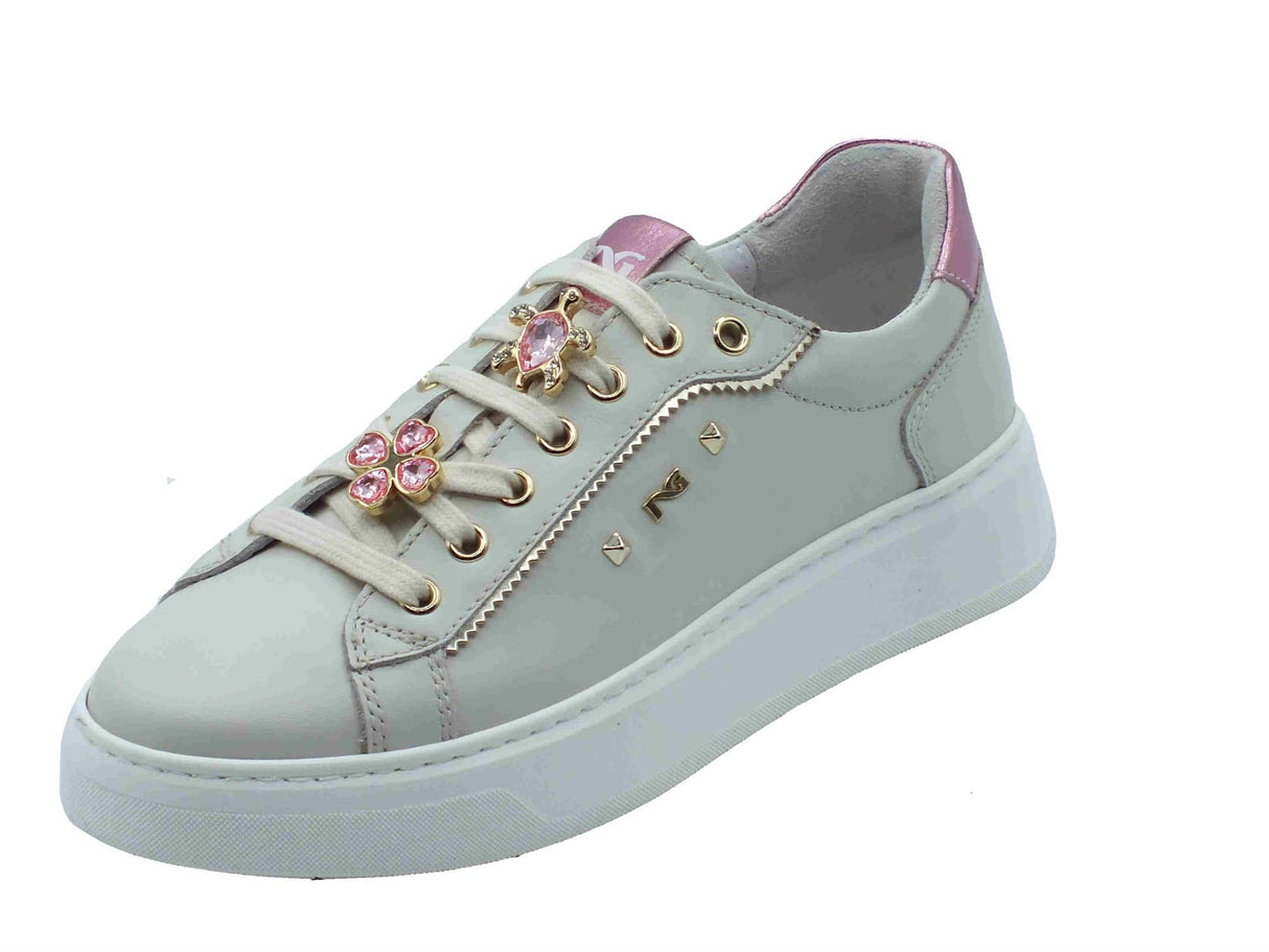 Nero Giardini NeroGiardini E513060D Velvet Osso Pink Sneakers Sportive per Donna in pelle zeppa bassa Osso Pink