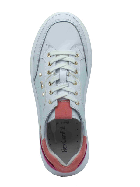 Nero Giardini NeroGiardini E513063D Skipper Bianco Sneakers Sportive per Donna in pelle zeppa bassa Bianco