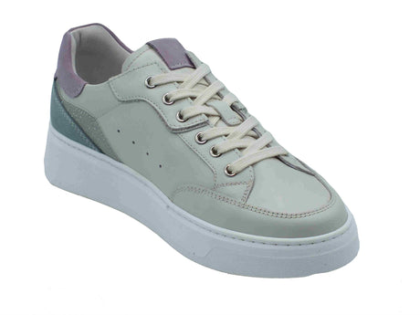 Nero Giardini NeroGiardini E513063D Velvet Osso Microglitter Sneakers Sportive per Donna in pelle zeppa bassa bianco