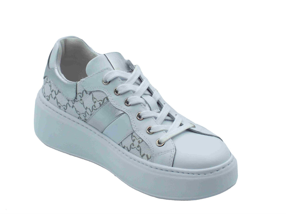 Nero Giardini NeroGiardini E513080D Skipper Bianco Sneakers Sportive per Donna in pelle zeppa bassa Bianco