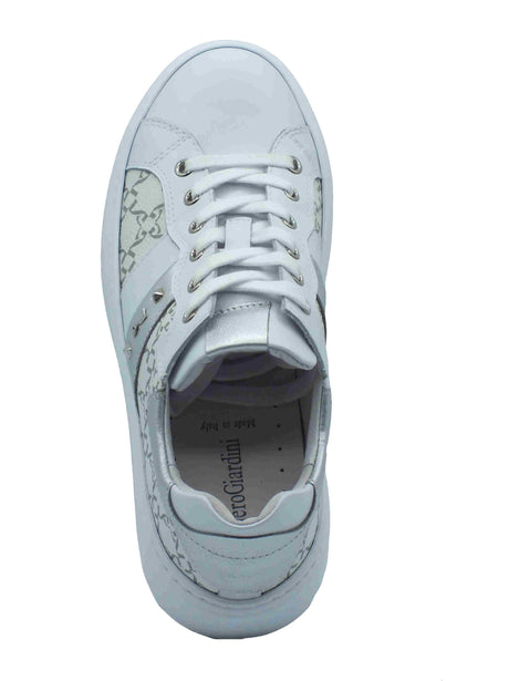 Nero Giardini NeroGiardini E513080D Skipper Bianco Sneakers Sportive per Donna in pelle zeppa bassa Bianco