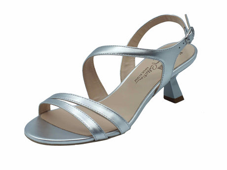 Nero Giardini NeroGiardini E513222DE Laminato Argento Sandali eleganti donna in pelle cinturino e tacco medio Argento