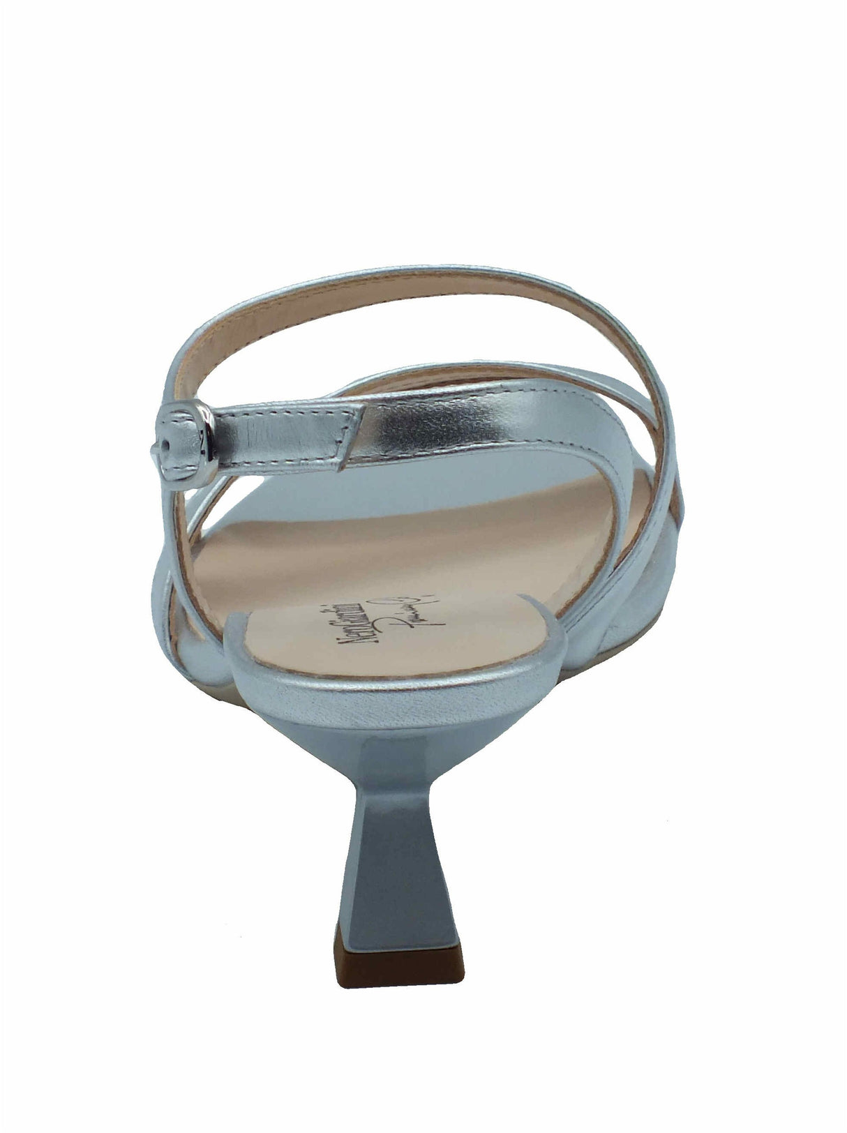 Nero Giardini NeroGiardini E513222DE Laminato Argento Sandali eleganti donna in pelle cinturino e tacco medio Argento