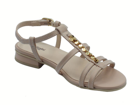 Nero Giardini NeroGiardini E513272D Armenia Cipria Sandali per donna in pelle con cinturino e tacco basso Cipria