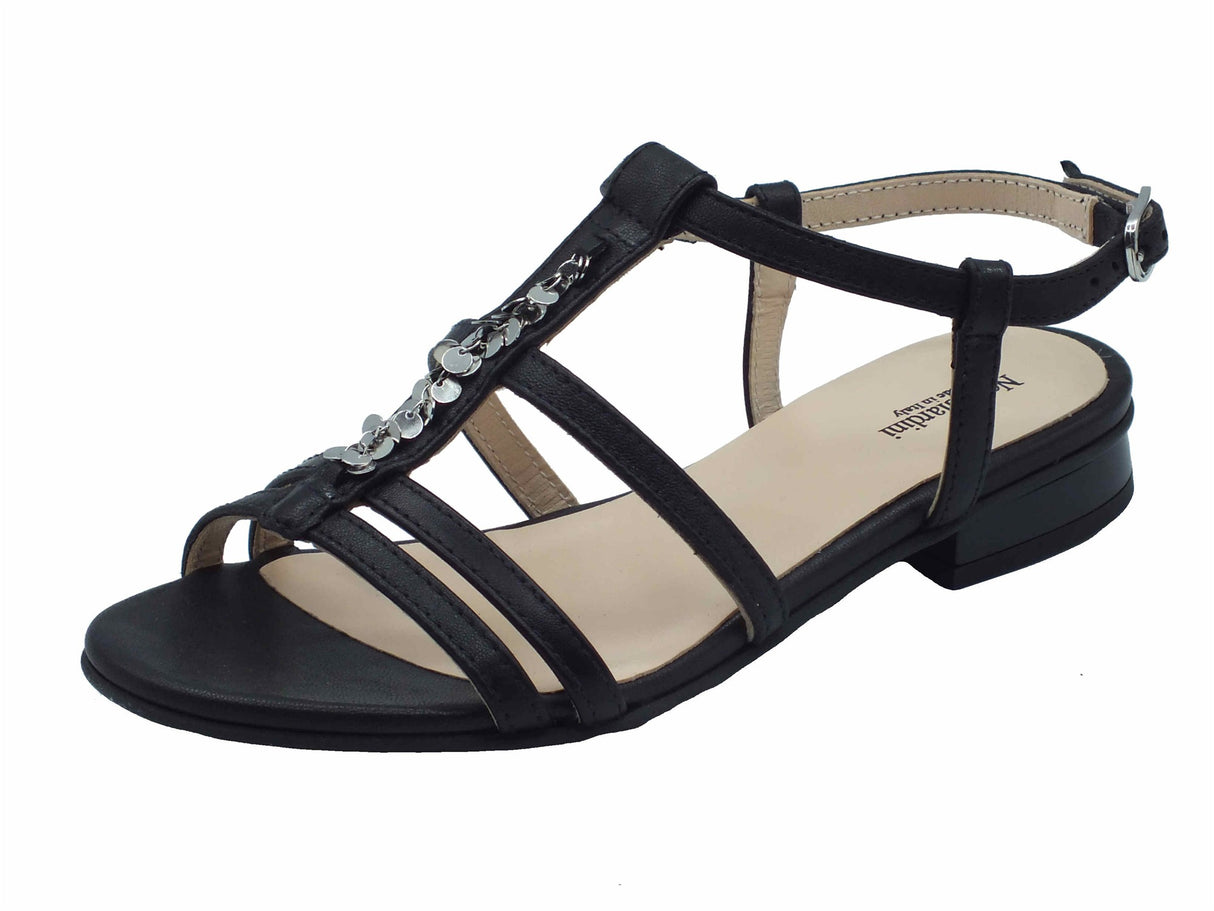Nero Giardini NeroGiardini E513272D Nappa Pandora Nero Sandali per donna in pelle con cinturino e tacco basso Nero