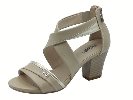 Nero Giardini NeroGiardini E513370D Tamigi Lino Sand Sandali per donna in pelle con lampo e tacco alto Sand