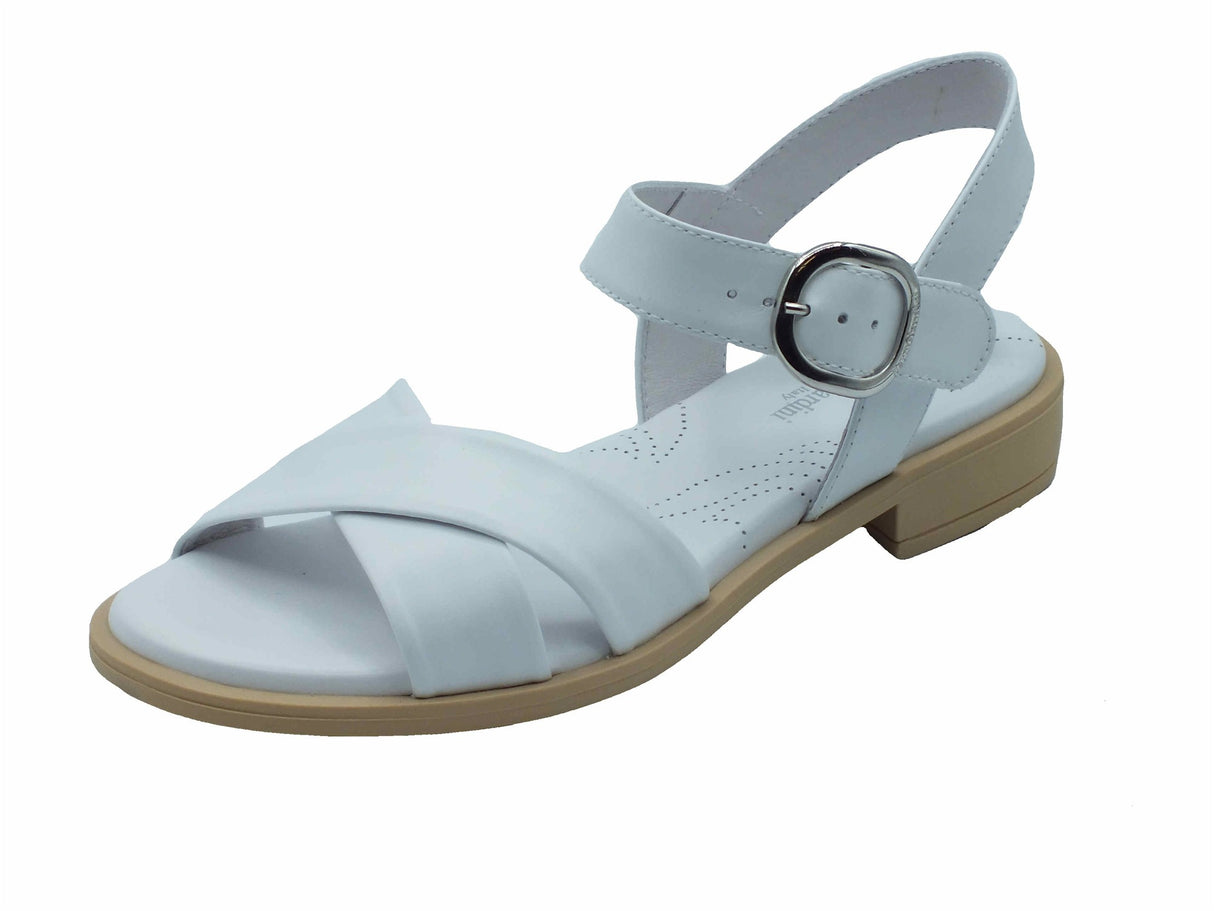 Nero Giardini NeroGiardini E513400D Barolo Bianco Sandali per donna in pelle con cinturino e tacco basso Bianco