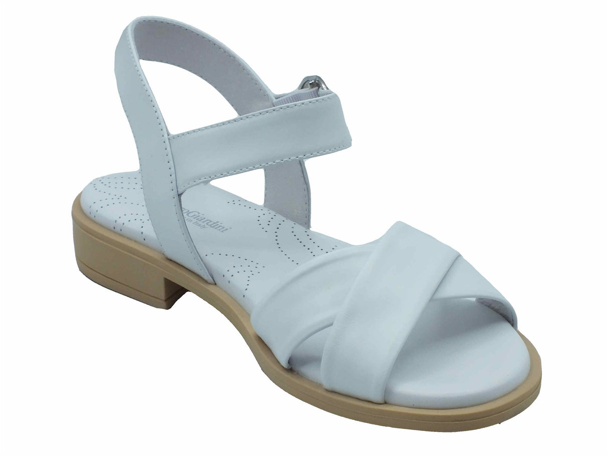 Nero Giardini NeroGiardini E513400D Barolo Bianco Sandali per donna in pelle con cinturino e tacco basso Bianco