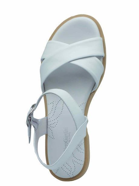 Nero Giardini NeroGiardini E513400D Barolo Bianco Sandali per donna in pelle con cinturino e tacco basso Bianco