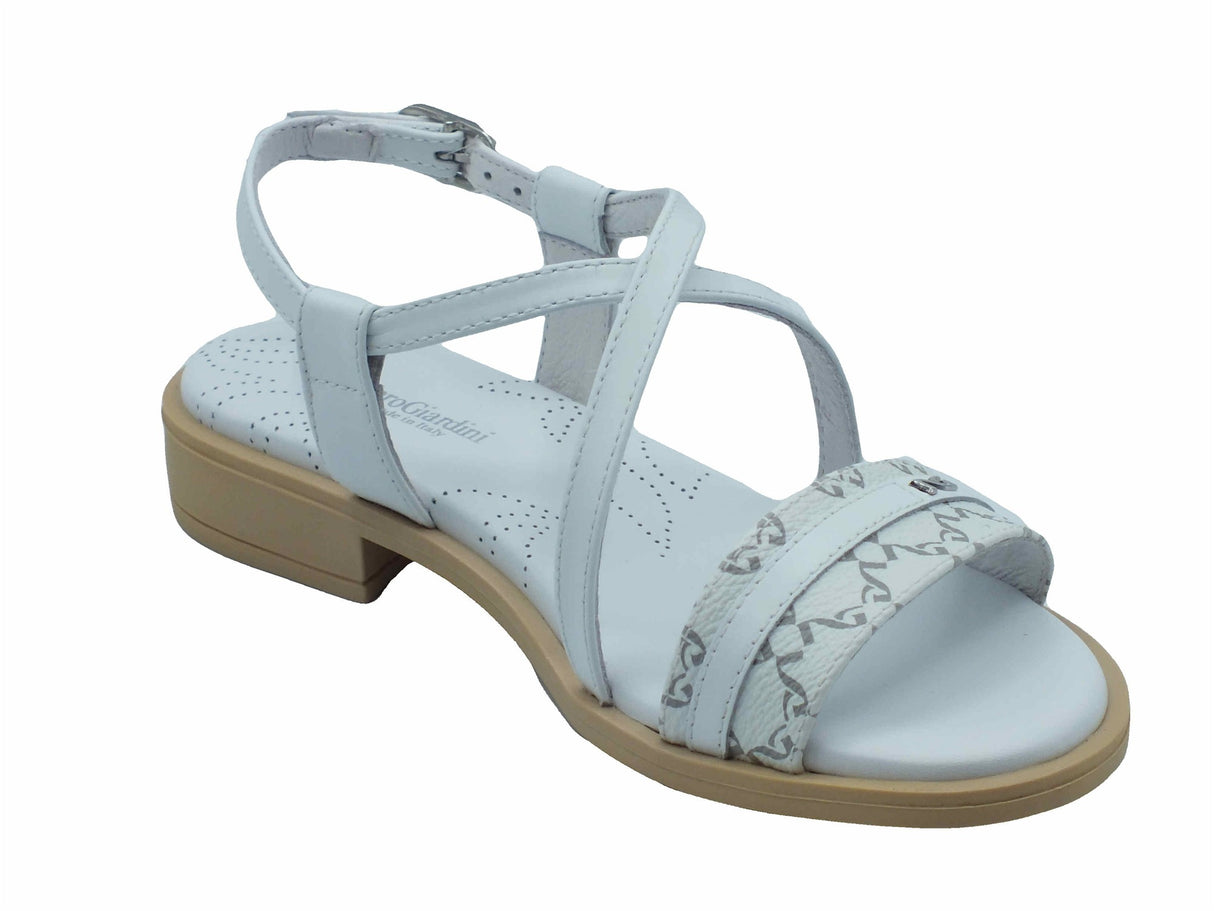 Nero Giardini NeroGiardini E513403D Giove Barolo Bianco Sandali per donna in pelle con cinturino e tacco basso Bianco