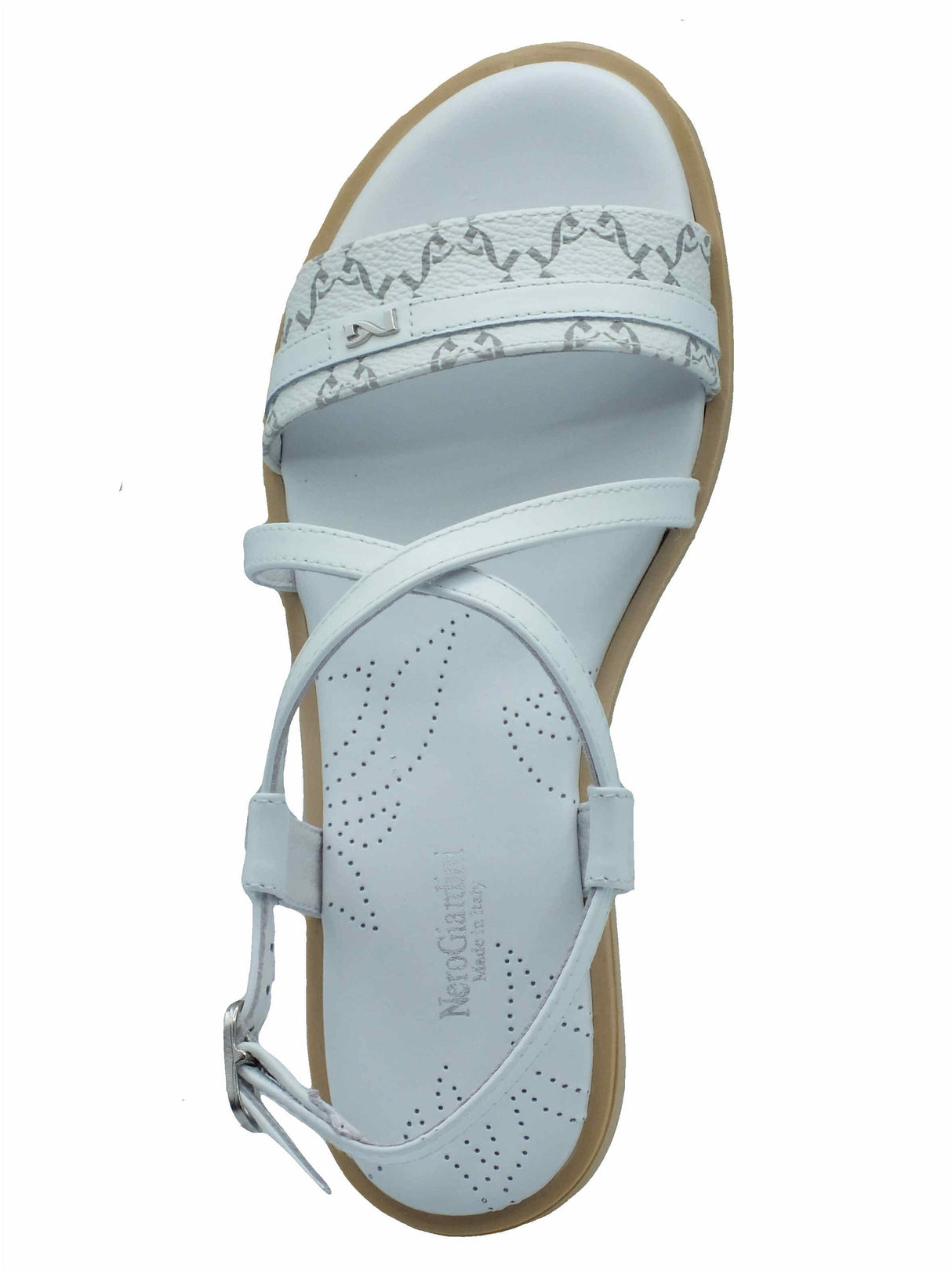 Nero Giardini NeroGiardini E513403D Giove Barolo Bianco Sandali per donna in pelle con cinturino e tacco basso Bianco