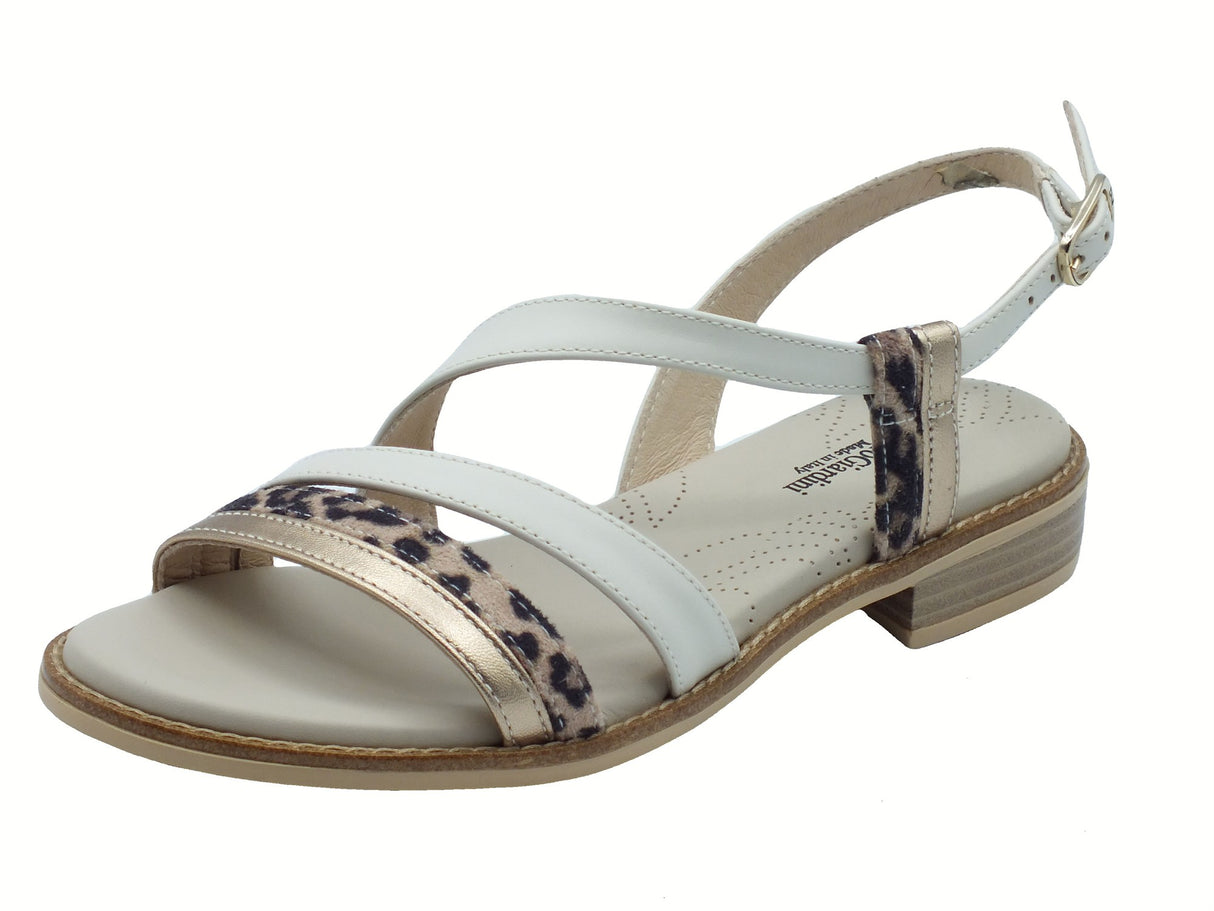 Nero Giardini NeroGiardini E513418D Mettuno Aida Beige Sandali per Donna in pelle bianca animal fibietta tacco bas Beige