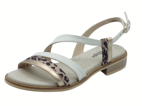 Nero Giardini NeroGiardini E513418D Mettuno Aida Beige Sandali per Donna in pelle bianca animal fibietta tacco bas Beige