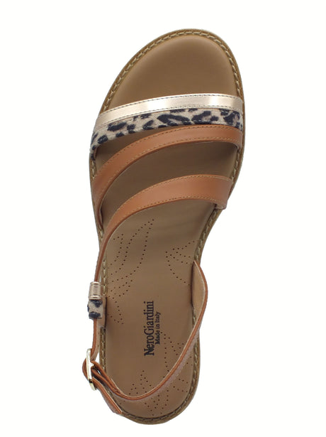 Nero Giardini NeroGiardini E513418D Brill Aida Beige Sandali per Donna pelle animal fibietta e tacco basso Beige
