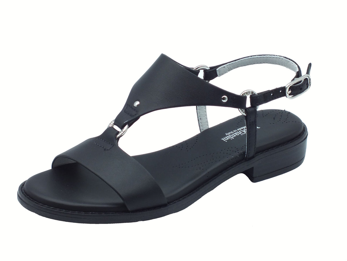 Nero Giardini NeroGiardini E513420D Tamigi Nero Sandali per donna in pelle con tacco basso Nero