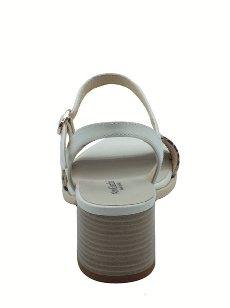 Nero Giardini NeroGiardini E513436D Sparta Osso Sandali per Donna in pelle ed animal con fibietta e tacco medio bianco