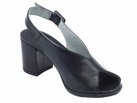 Nero Giardini NeroGiardini E513450D Pandora Nero Sandali per donna in pelle con cinturino e tacco alto Nero