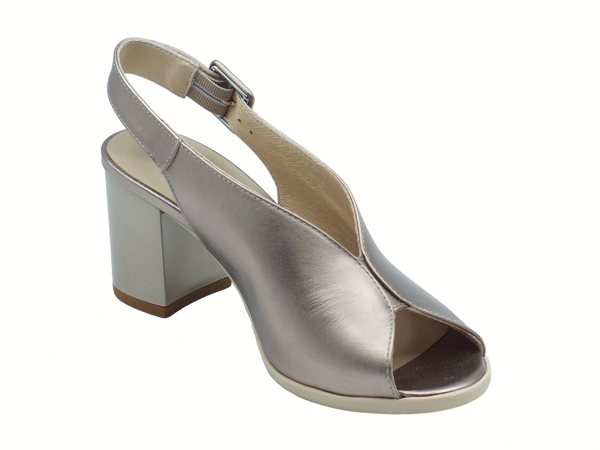 Nero Giardini NeroGiardini E513451D Oxigen Bronzo Sandali per donna in pelle con cinturino e tacco alto Bronzo