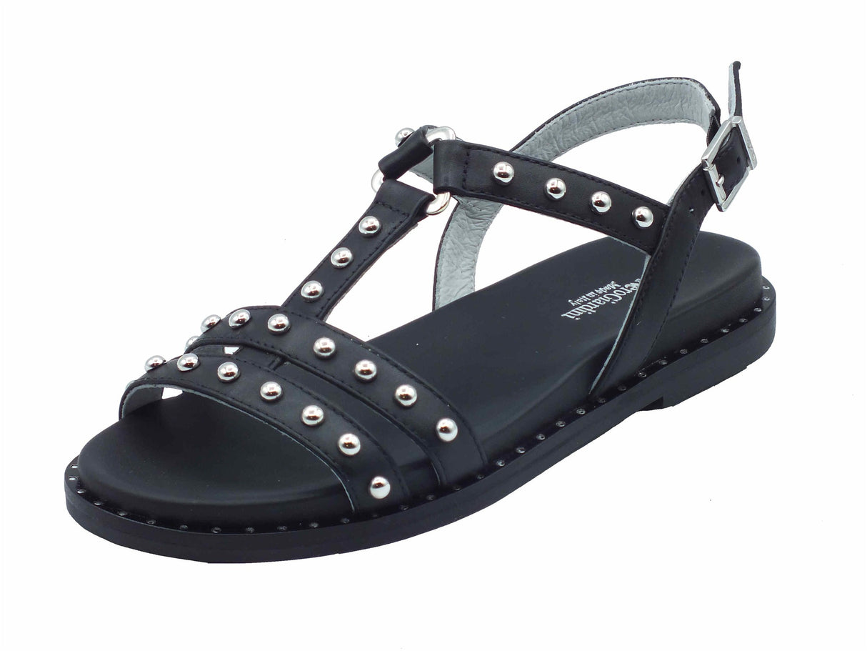 Nero Giardini NeroGiardini E513480D Tamigi Nero Sandali per donna in pelle con cinturino e tacco basso Nero