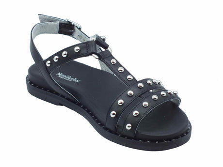 Nero Giardini NeroGiardini E513480D Tamigi Nero Sandali per donna in pelle con cinturino e tacco basso Nero
