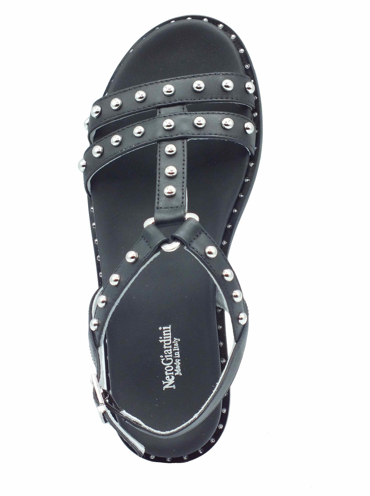 Nero Giardini NeroGiardini E513480D Tamigi Nero Sandali per donna in pelle con cinturino e tacco basso Nero