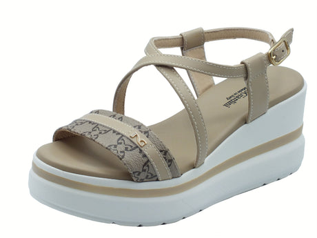 Nero Giardini NeroGiardini E513512D Barolo Lino Sandali per Donna in pelle con zeppa alta Lino