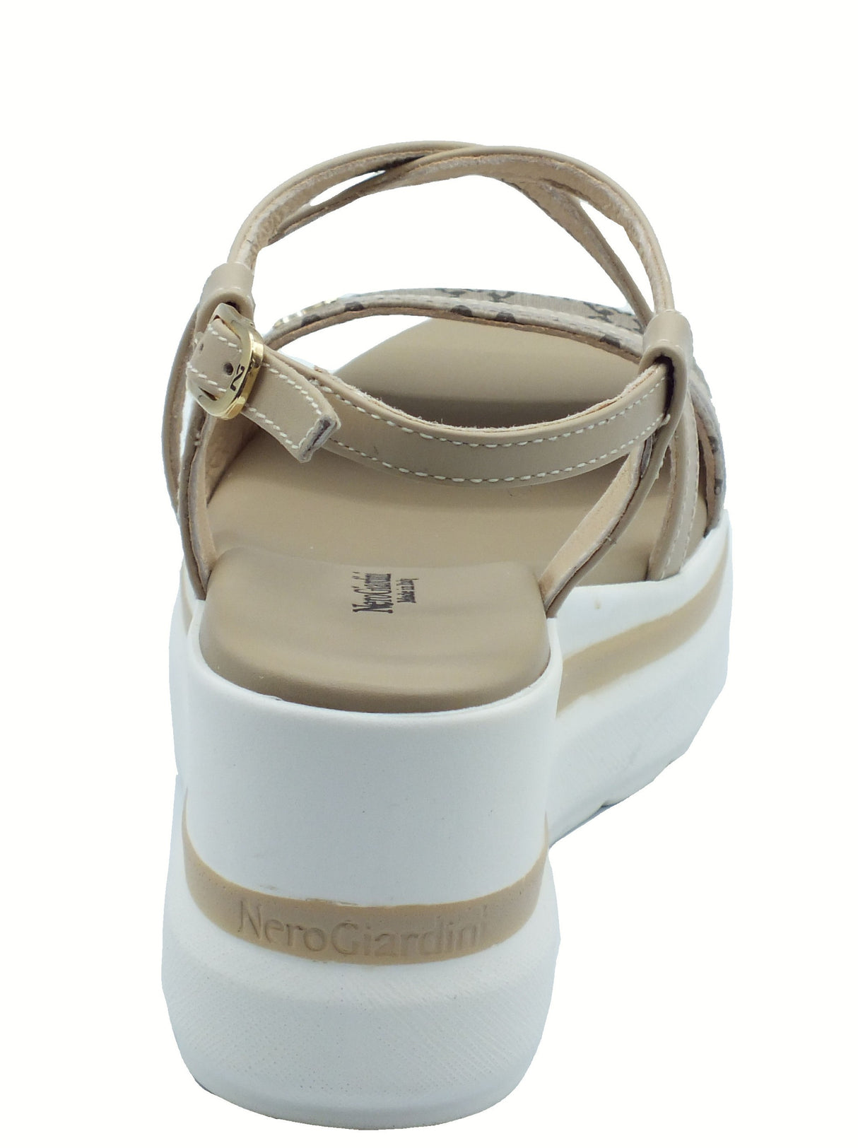 Nero Giardini NeroGiardini E513512D Barolo Lino Sandali per Donna in pelle con zeppa alta Lino