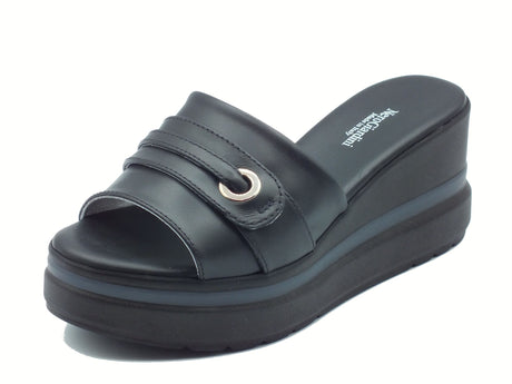 Nero Giardini NeroGiardini E513514D Barolo Nero Sandali Scalsati per Donna in pelle con zeppa alta Nero