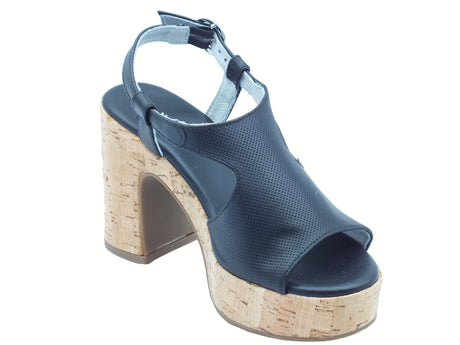 Nero Giardini NeroGiardini E513620D Tamigi Nero Sandali per Donna in pelle con fibietta e tacco alto Nero