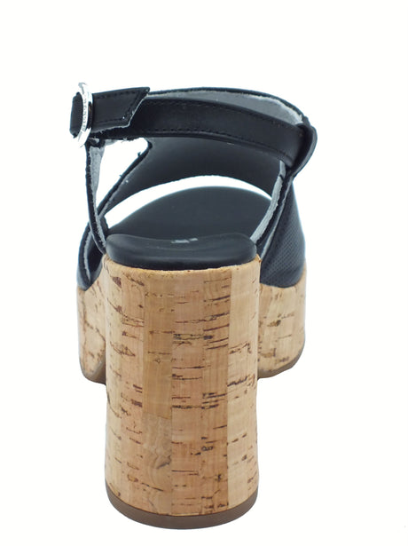 Nero Giardini NeroGiardini E513620D Tamigi Nero Sandali per Donna in pelle con fibietta e tacco alto Nero