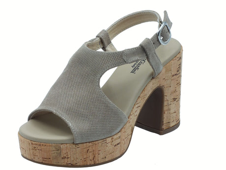 Nero Giardini NeroGiardini E513621D Velour Creta Sandali per Donna in scamosciato beige con fibietta e tacco alto Velour Creta