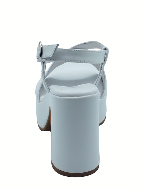 Nero Giardini NeroGiardini E513640D Loira Bianco Sandali per Donna in pelle con fibietta e tacco alto Bianco
