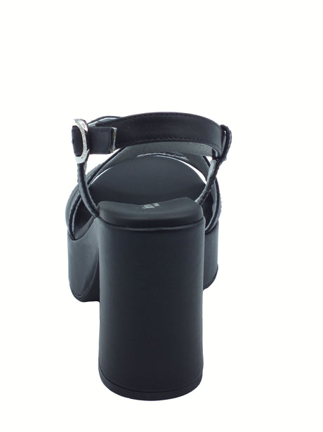 Nero Giardini NeroGiardini E513640D Tamigi Nero Sandali per Donna in pelle con fibietta e tacco alto Nero