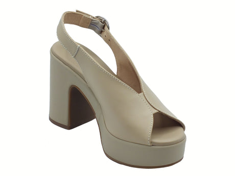 Nero Giardini NeroGiardini E513645D Tamigi Lino Sandali per Donna in pelle con fibietta e tacco alto Lino